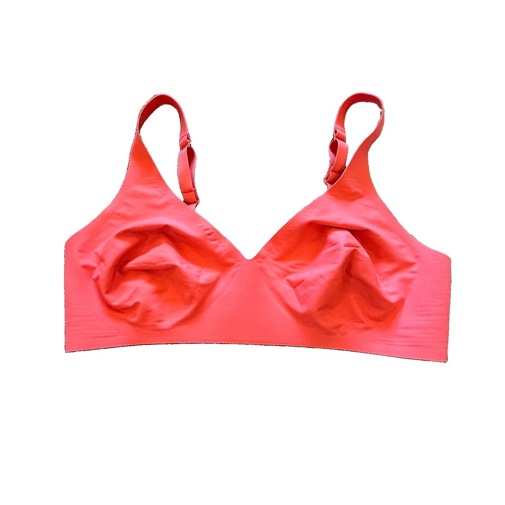 Bombas Size Large Seamless V-Neck Bralette Coral Pink Wireless Unlined Bra
